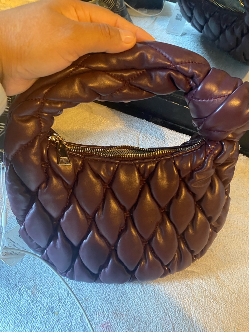 Urban Expressions Quilted Mini Hobo in Plum - Picture 4 of 9